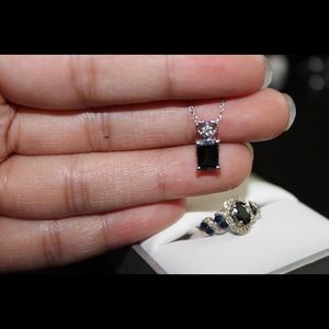 Sapphire SS ring and 10k White Gold necklace